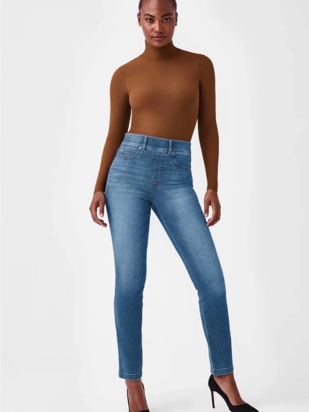 SPANX High-Rise Skinny Jeans in Light Blue Wash
